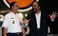 Di sela jam kerjanya, Anies Baswedan sowan ke Surya Paloh di kantor DPP NasDem, Gondangdia, Jakarta Pusat. Kantor NasDem terletak tidak jauh dari kediaman Megawati di Jl Teuku Umar.
