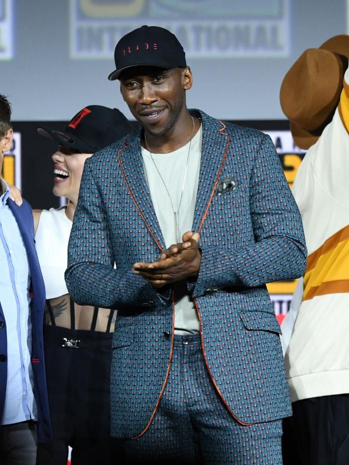 SAN DIEGO, CALIFORNIA - JULY 20: Mahershala Ali speaks at the Marvel Studios Panel during 2019 Comic-Con International at San Diego Convention Center on July 20, 2019 in San Diego, California. (Photo by Kevin Winter/Getty Images)