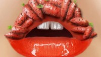 Lucunya! Meski bertema wortel, wanita yang akrab disapa Tutushka itu justru menamai lip art ini Vegan lip art. Foto: Instagram tutushka_makeup