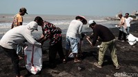 Untuk mengantisipasi meluasnya dampak tumpahan minyak tersebut, Pertamina dan masyarakat sedang berjibaku membersihkan pantai dari minyak mentah.