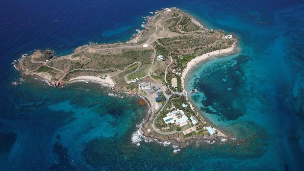 Little St. James Island, one of the properties of financier Jeffrey Epstein, is seen in an aerial view near Charlotte Amalie, St. Thomas, U.S. Virgin Islands July 21, 2019. REUTERS/Marco Bello