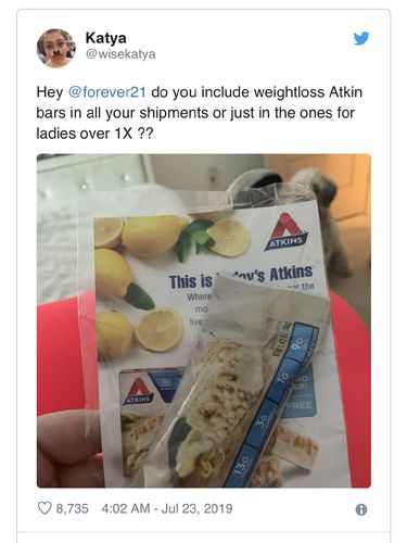 Forever 21 Dikecam, Kirim Makanan Diet ke Konsumen yang Beli Baju Plus Size