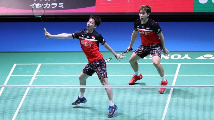 JUDI ONLINE Kevin Sanjaya Sukamuljo/Marcus Fernaldi Gideon lolos ke semifinal Japan Open 2019 (Foto: dok. Humas PBSI)
