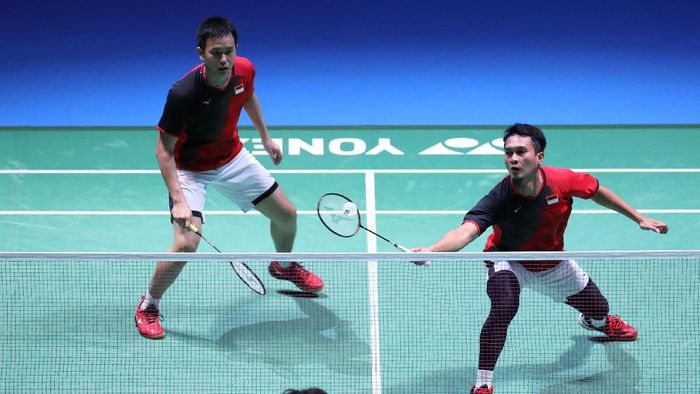 JUDI ONLINE Ahsan/Hendra kembali takluk dari Kevin/Marcus. (Foto: dok. Humas PBSI)