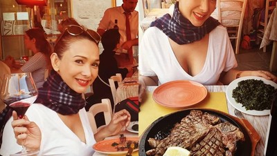 Jalan-jalan ke Luar Negeri, Kiki Fatmala Cicip Steak hingga Dessert