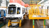 Kereta api ringan tahan ledakan ini akan diekspor ke Israel. Istimewa/Dok. Xinhuanet/Wang Haofei.