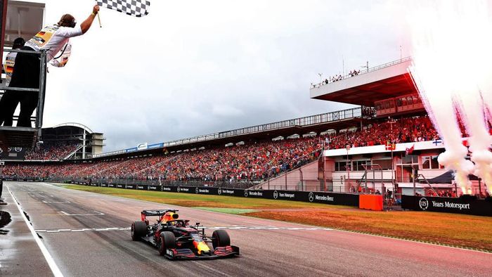 Max Verstappen menjuarai GP Jerman.  (Foto: Mark Thompson/Getty Images)