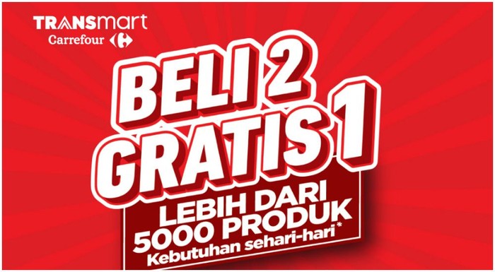 Masih Ada Kesempatan! Beli 2 Produk, Gratis 1 Lagi di Transmart Carrefour