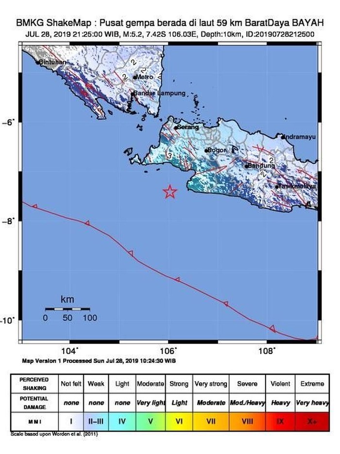 Ini Pusat Gempa M 5 2 Di Banten