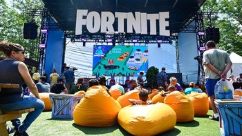 Acara nonton bareng final Fortnite World Cup yang berlangsung di New York. Foto: Reuters