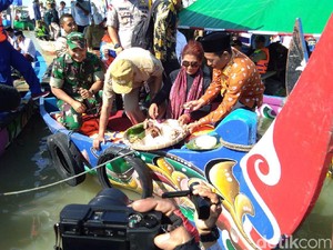 Naik Perahu Nelayan, Menteri Susi Ikut Sedekah Laut Di Demak
