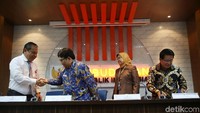 Jumpa pers terkait angguan sistem Bank Mandiri digelar di Gedung Ombudsman, Jakarta, Senin (29/7/2019).