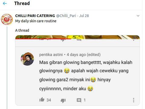 Netizen Sebut Wajahnya Glowing, Gibran Rakabuming Bikin Thread Skin Care