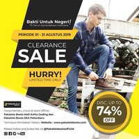 Brand lokal lain yang tengah menghadirkan promo adalah Pakalo Boots. Anda yang membutuhkan sepatu boot pria baru bisa menemukan pilihan yang susut harga hingga 74%. Penawaran tersebut dapat ditemukan di Mall Artha Gading atau situs resminya. Foto: Twitter