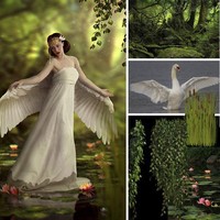 Wanita bergaun putih ini jadi bak putri angsa setelah fotonya diedit oleh Viktoria Solidarnyh. Foto: Dok. BoredPanda/Instagram @ viktoriasolidarnyh