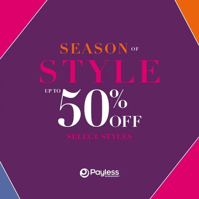 Payless menyediakan berbagai macam alas kaki untuk bekerja hingga sehari-hari. Toko tersebut mengadakan Promo Season of Styles dan mendiskon sejumlah pilihannya hingga setengah harga. Penawaran menarik ini bisa didapati sampai 27 Agustus. Foto: Twitter