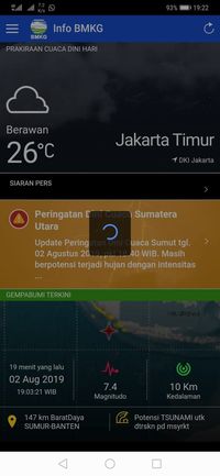 Aplikasi BMKG Sempat Tersendat 
