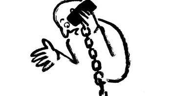 Manusia kini makin tidak lepas dengan smartphone. Foto: Jean Jullien