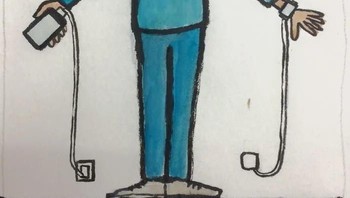 Manusia sekarang tidak bisa lepas dari colokan. Foto: Jean Jullien