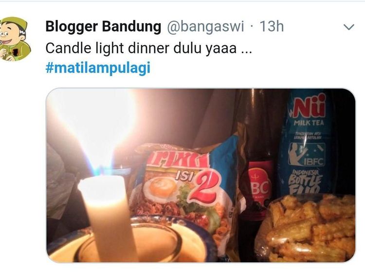 Netizen Curhat Soal Candle Light Dinner hingga Gagal Masak Saat Mati Lampu
