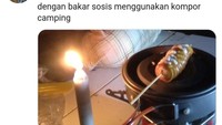 Netizen yang ini punya cara unik menghibur diri saat mati lampu. Ia malah main masak-masakan pakai kompor camping. Jadi seru kalau ini sih. Foto: twitter