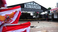 Garis polisi terpsang di depan Cafe Komandan, Tebet, Jakarta Selatan, Rabu (7/8/2019).