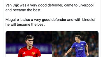 Netizen ini mendukung pembelian mahal Maguire. Tandemnya dengan Lindelof di jantung pertahanan MU disebut salah satu yang terbaik di Eropa. Van Dijk harus datang ke Liverpool dulu baru jadi yang terbaik. Kasus yang sama bisa terjadi pada Maguire. Foto: istimewa