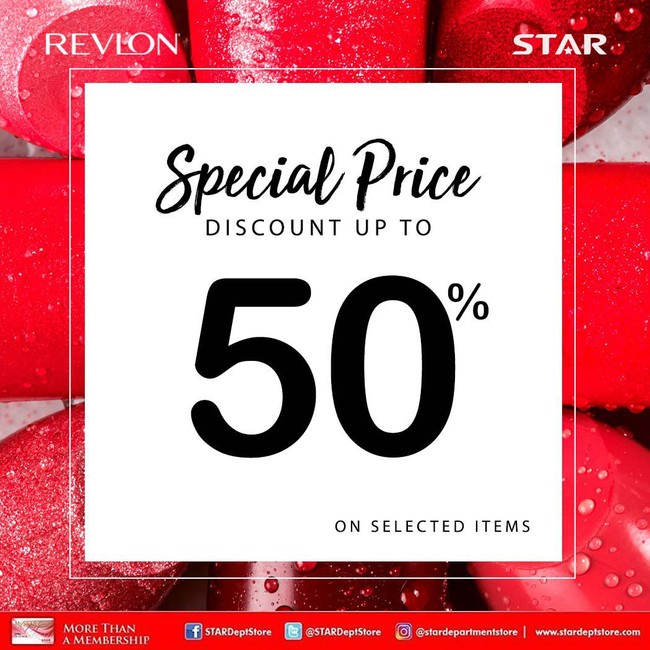 Sedangkan brand Revlon tengah mendiskon hingga setengah harga sejumlah pilihannya di STAR department store. Foto: Twitter