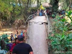 Jembatan di Tuban Ambrol Saat Dipakai Selfie Warga Bareng Penyanyi Dangdut