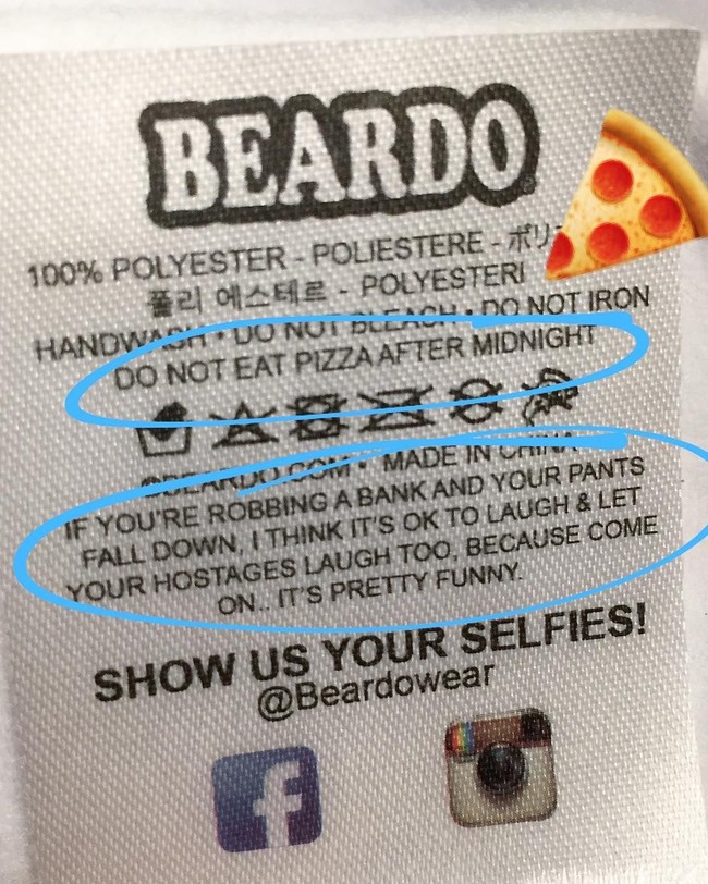 Selipan humor di label instruksi baju ini dijamin bikin kamu senyum-senyum sendiri sebelum memakainya. Foto: Instagram, Brightside