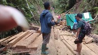Ternyata pohon-pohon itu bukan tumbang alami, melainkan dipotong pembalak liar. Tim ekspedisi nyaris celaka saat bertemu para pembabat hutan. (dok. Istimewa)