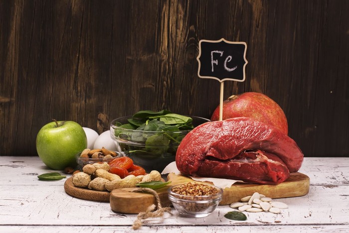 Healthy product rich of iron. Natural sources of ferrum. Selective focus