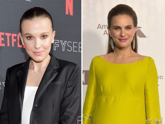 Aktris asal Inggris, Millie Bobby Brown jika diperhatikan memiliki kemiripan dengan aktris Israel-Amerika, Natalie Portman Foto: Getty Images