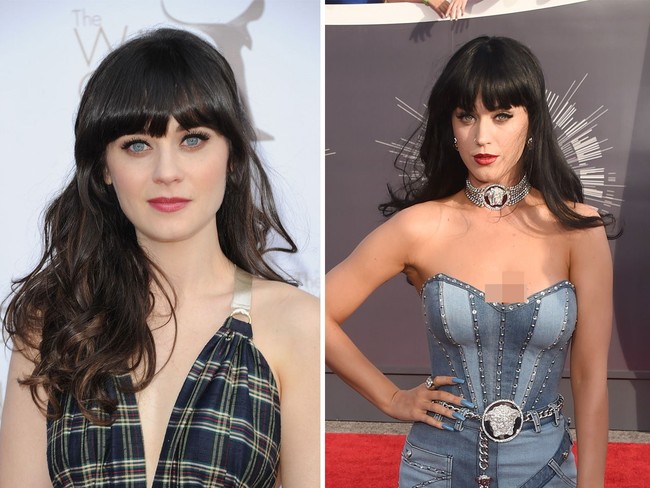 Zooey Deschanel dan Katy Perry ternyata benar-benar mirip layaknya kakak beradik. Mulai dari bentuk muka hingga senyuman mereka pun sama. Foto: Getty Images