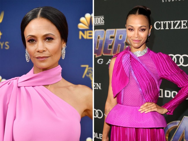 Dua aktris, Thandie Newton dan Zoe Saldana ternyata memang sangat mirip jika fotonya disandingkan bersama.  Foto: Getty Images