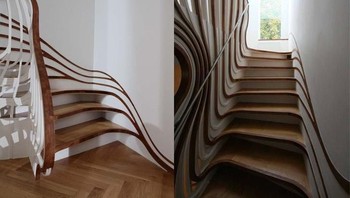 Atmos Studio, London, Inggris. Melihat tangga ini akan membuat kalian serasa berada dalam pengaruh alkohol. Tapi wujudnya memang unik sekaligus bikin pusing lihatnya. Foto: via Brainberries. 