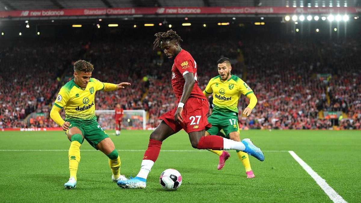 Liverpool Vs Norwich di partai paruh pertama Liga Inggris. (Foto: Michael Regan / Getty Images)