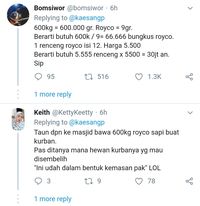 Kaesang Bandingkan Kurban 1 Ekor Sapi dengan 600 Kg Kaldu Sapi