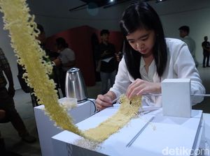 Rajutan Mie Instan Karya Seniman Indonesia Dipajang di Jakarta