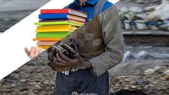 Alladin yang berusia sembilan tahun mengumpulkan amunisi bekas untuk dijual di Aleppo, Suriah. Foto: Uğur Gallenkuş