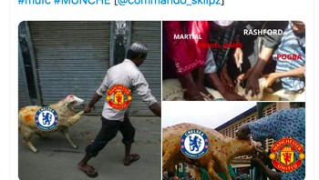 Chelsea layaknya hewan kurban yang disembelih MU. Foto: istimewa