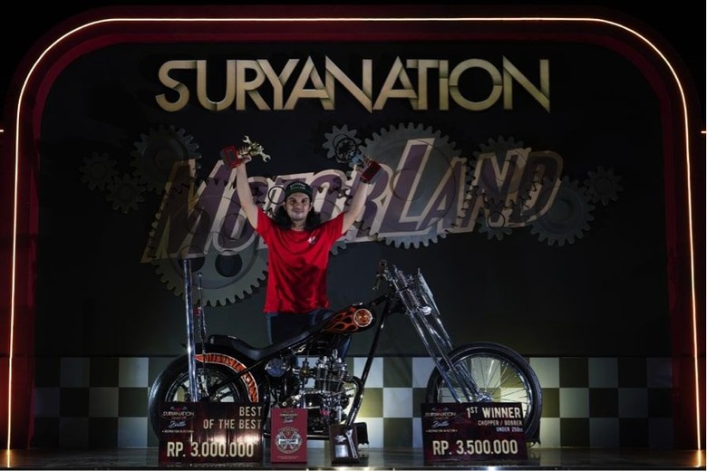 Rio Gustav dari 58 Works dengan Chopperio menjadi motor Best of The Best Region Palembang (Foto: dok Suryanation Motorland Battle) Rio Gustav dari 58 Works dengan Chopperio menjadi motor Best of The Best Region Palembang (Foto: dok Suryanation Motorland Battle)