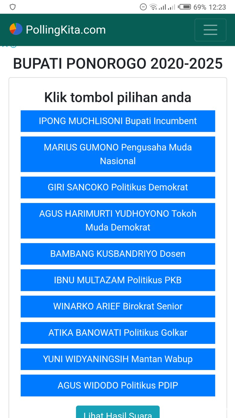 Beredar Polling Pilkada 2020 di Ponorogo, Begini Tanggapan Bupati Ipong Beredar Polling Pilkada 2020 di Ponorogo, Begini Tanggapan Bupati Ipong