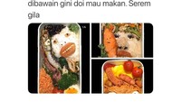 Ada beberapa foto bekal makanan yang terdiri dari nasi hingga mie. Tapi wanita ini membuatnya dengan tampilan yang bikin merinding. Kira-kira sang suami mau makan nggak ya? Foto: twitter