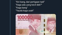 Uang Rp 100 ribuan juga bisa bikin sopir angkot marah nih. Gara-gara malas hitung kembalian jadilah ongkosnya gratis. Anak sekolah pasti senang ini sih. Foto: istimewa/twitter