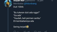 Cuitan yang diunggah akun @tidurdoang ini lantas menarik banyak netizen lainnya untuk ikut berkomentar. Seperti kasus yang satu ini. Ada yang punya pengalaman sama? Foto: istimewa/twitter