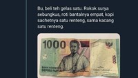 Kalau yang satu ini marahnya beda. Yakali belanja banyak tapi duitnya cuma seribu doang. Foto: istimewa/twitter