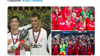 Liverpool adalah tim Inggris yang 3 kali berurutan menang Piala Super Eropa. Foto: istimewa