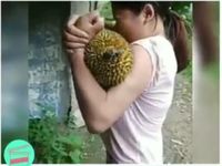 Ngilu! Begini Aksi Wanita Super Kupas Durian dengan Otot Lengannya