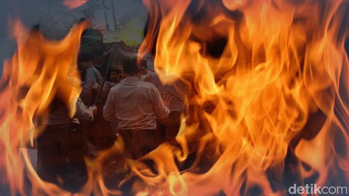 Ilustrasi Fokus Polisi Terbakar (Luthfy Syahban/detikcom)